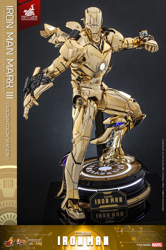 Iron Man figurine Movie Masterpiece Diecast 1/6 Iron Man Mark III (Gold Color Version) Hot Toys Exclusive 33 cm