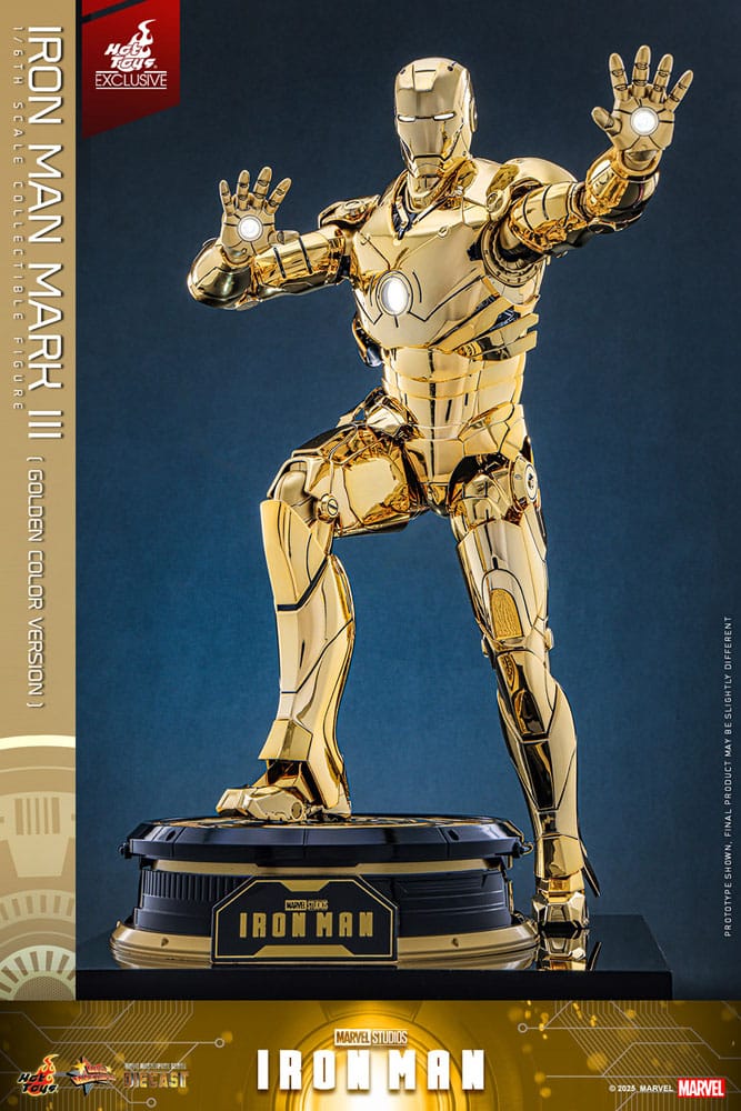 Iron Man figurine Movie Masterpiece Diecast 1/6 Iron Man Mark III (Gold Color Version) Hot Toys Exclusive 33 cm