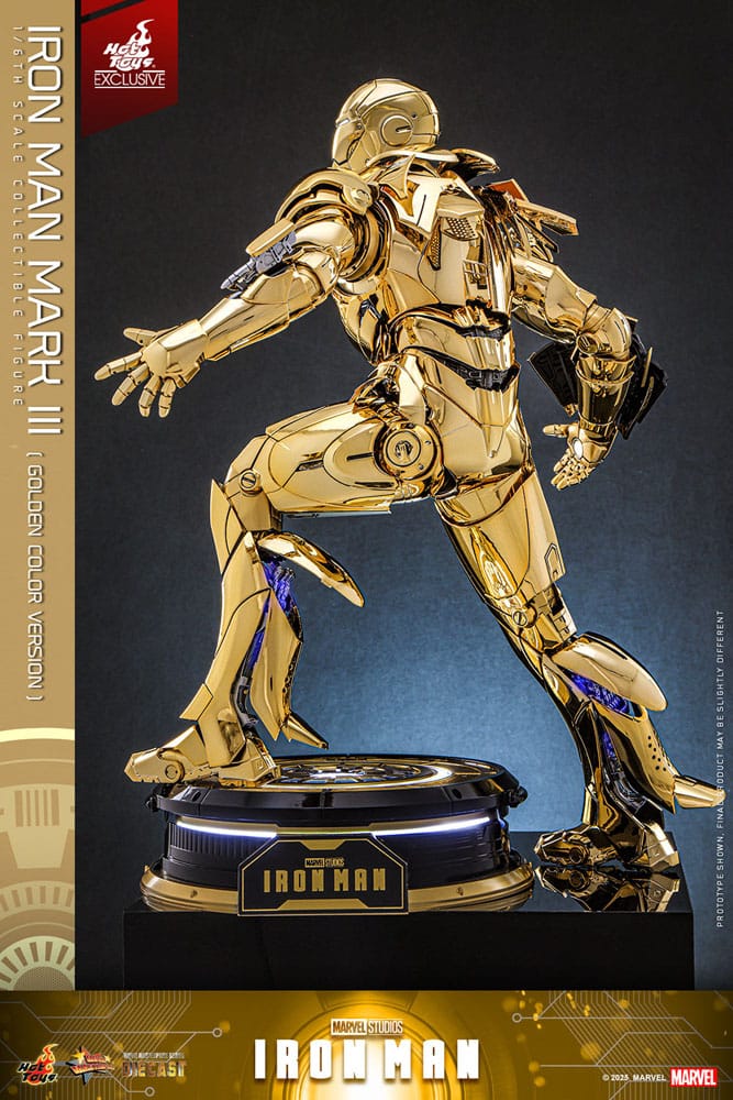 Iron Man figurine Movie Masterpiece Diecast 1/6 Iron Man Mark III (Gold Color Version) Hot Toys Exclusive 33 cm