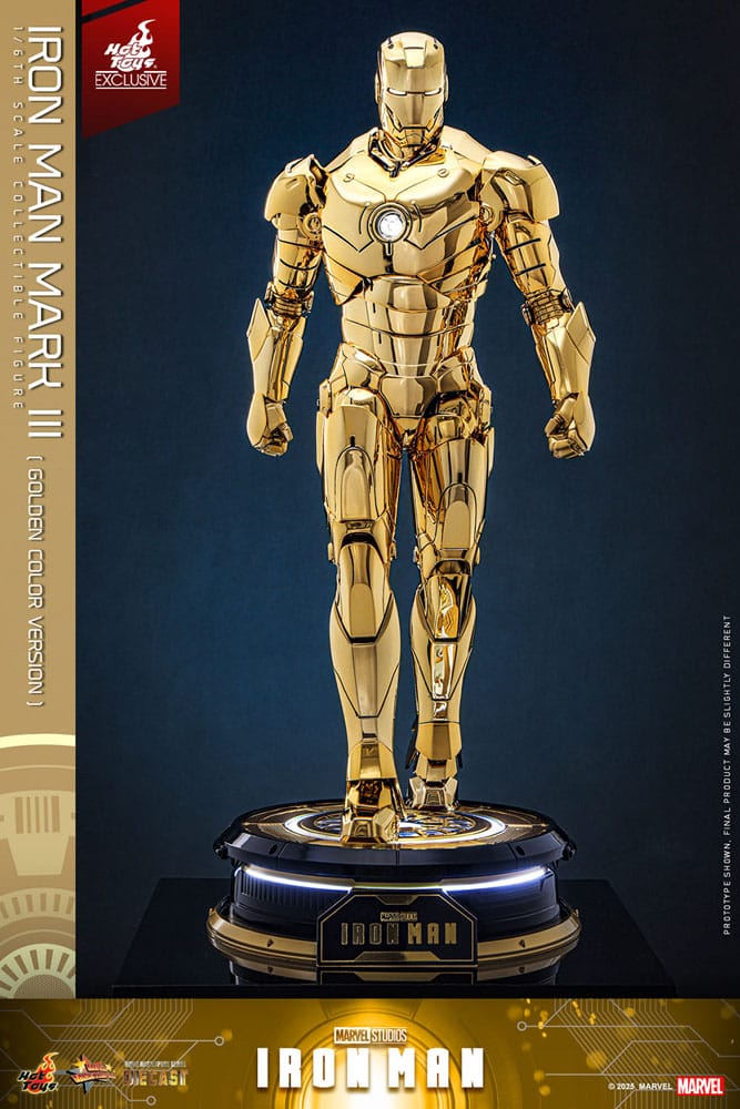 Iron Man figurine Movie Masterpiece Diecast 1/6 Iron Man Mark III (Gold Color Version) Hot Toys Exclusive 33 cm