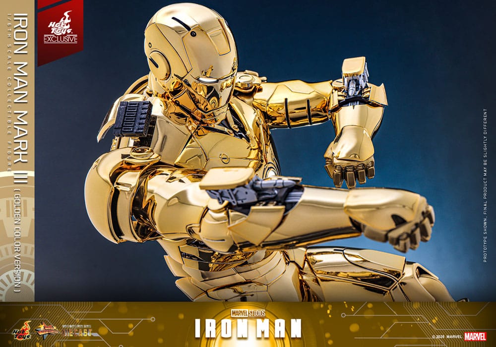 Iron Man figurine Movie Masterpiece Diecast 1/6 Iron Man Mark III (Gold Color Version) Hot Toys Exclusive 33 cm